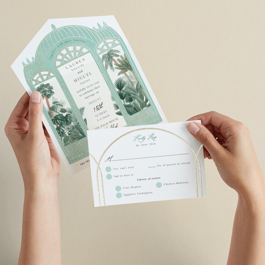 "The Greenhouse" - Savvy Wedding Invitations in Seagreen by Elly - Animated View