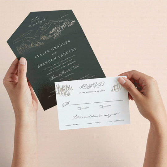 "Peaks" - Savvy Wedding Invitations in Hunter by Sarah Brown - Animated View