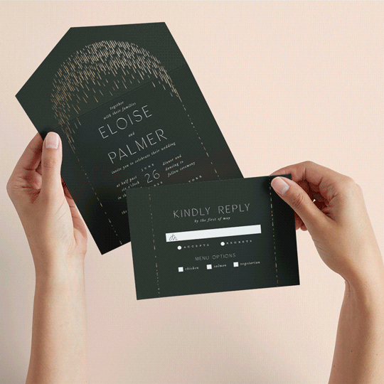 "Fringe" - Savvy Wedding Invitations in Midnight by Leah Bisch - Animated View