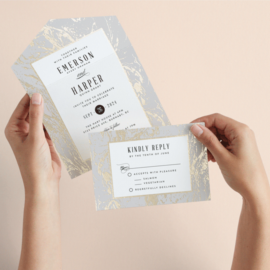 "Modern Marble" - Savvy Wedding Invitations in Cloud by Kelly Schmidt - Animated View