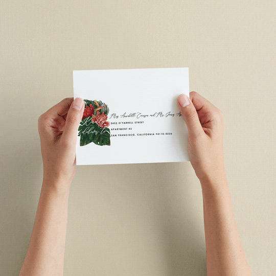 "Tropical Bouquet" - Savvy Wedding Invitations in Basil by Elly - How it works