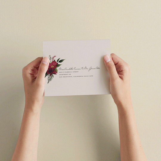 "Midnight Botanicals" - Savvy Wedding Invitations in Cranberry by Susan Moyal - How it works