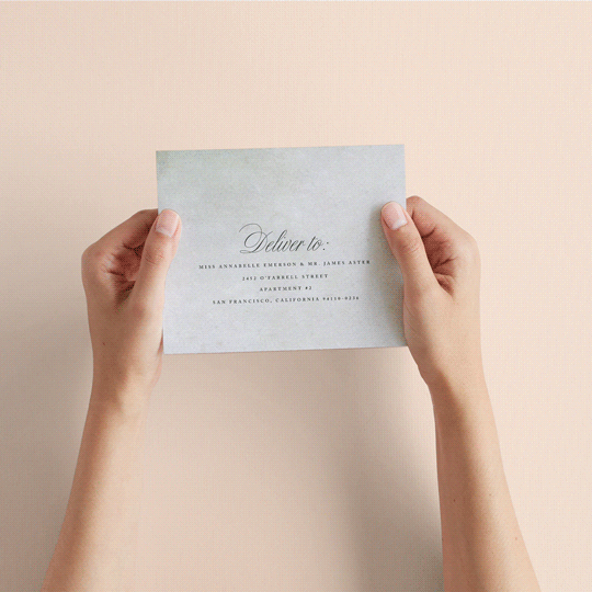 "Roman Landscape" - Savvy Wedding Invitations in Moss by Olivia Kanaley Inman - How it works