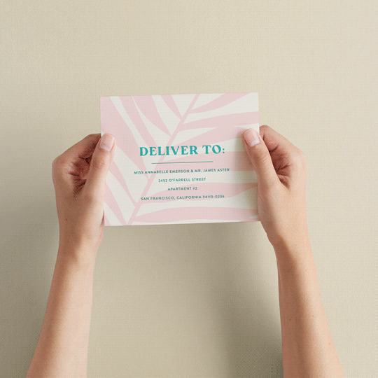 "The Palm" - Savvy Wedding Invitations in Flamingo by Pixel and Hank - How it works