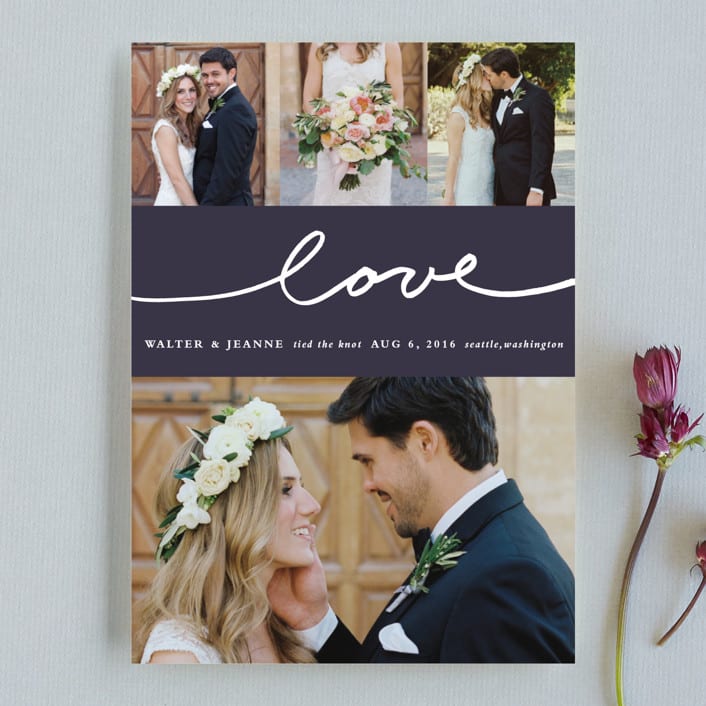 "Oh Joy" - Wedding Announcements in Eggplant by Stacey Meacham - Front