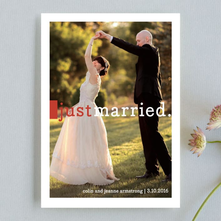 "Be Joyful" - Wedding Announcements in Crimson by Snow and Ivy - Front