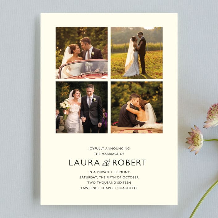 "Moments Captured" - Wedding Announcements in Ivory by Carrie Eckert - Front