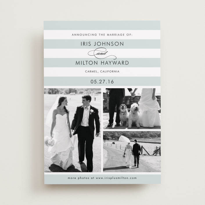 "Striped Gallery" - Wedding Announcements in Overcast Blue by Jill Means - Front