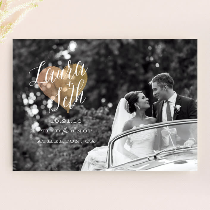 "Watercolor Heart" - Wedding Announcements in Sunrise by Sarah Curry - Front