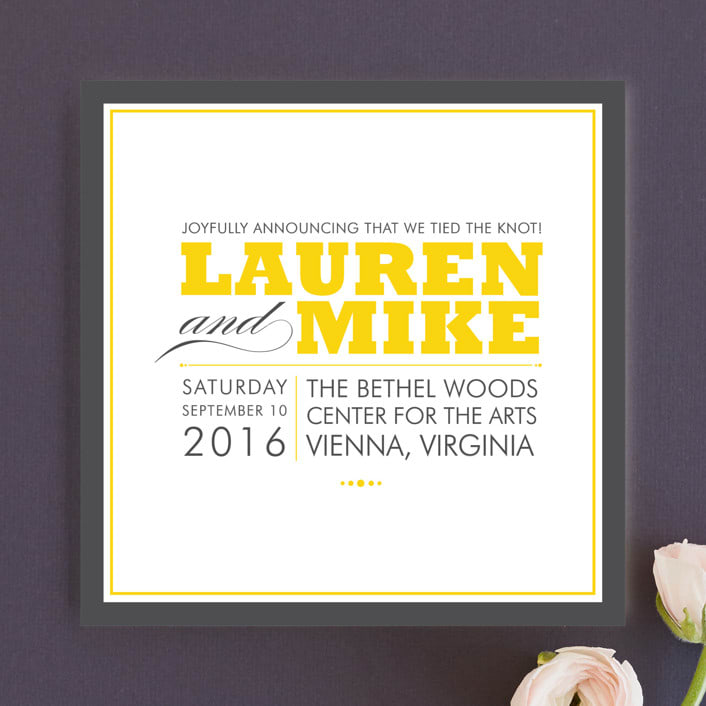"Cocktail Hour" - Wedding Announcements in Golden Yellow by Ariel Rutland - Front