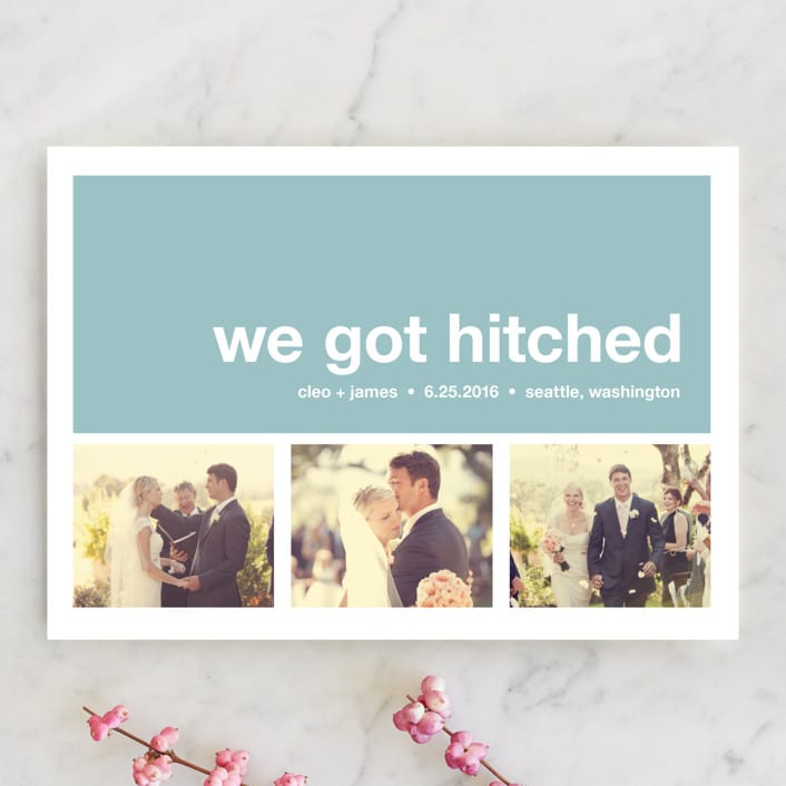 "Modern Joy" - Wedding Announcements in Powder Blue by Annie Clark - Front