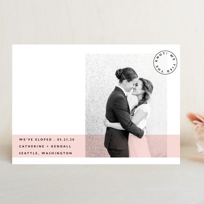 "Sealed with a Kiss" - Wedding Announcements in Blush by Hudson meet Rose - Front