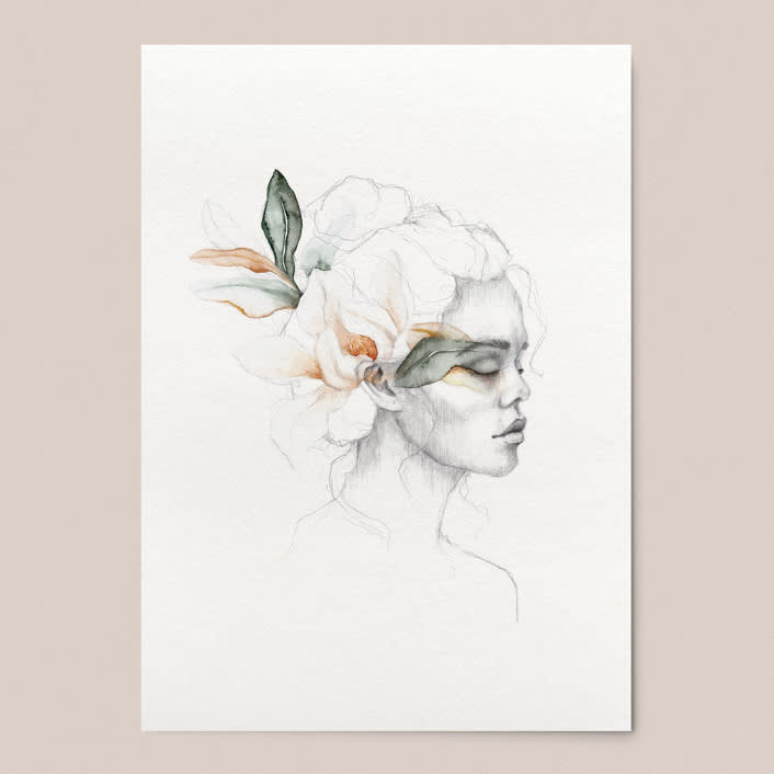 "Flora Donna Portrait 01" - Limited Edition Fine Art Print in beige by Angele Kamp