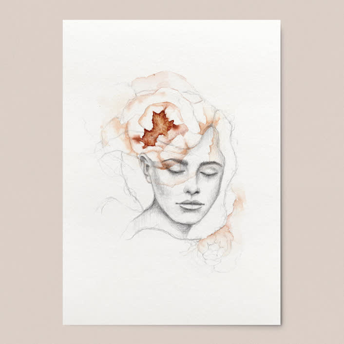 "Flora Donna Portrait 02" - Limited Edition Fine Art Print in pink by Angele Kamp