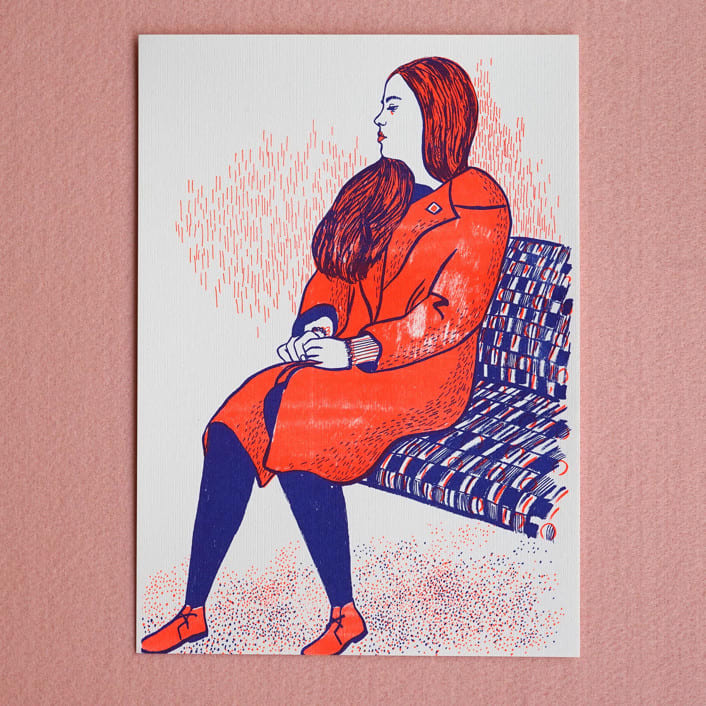 "Limited Edition Risography Art Print London 4" - Limited Edition Fine Art Print in multicolor by Alexandra Dzh