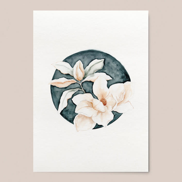 "Magnolia Grandiflora Blue watercolor" - Limited Edition Fine Art Print in blue by Angele Kamp