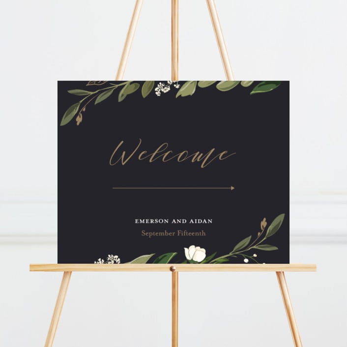"Greenery Crown" - Large Signs in Navy by Susan Moyal - Front