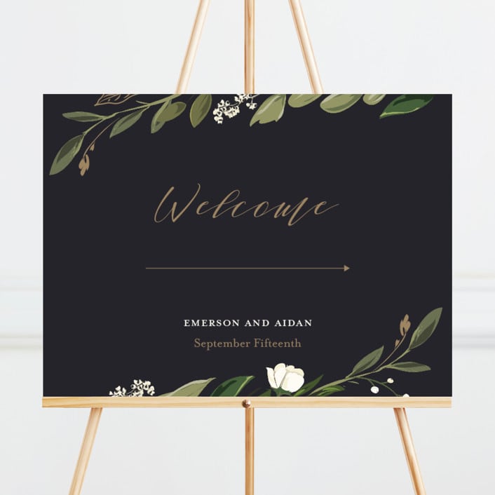 "Greenery Crown" - Large Signs in Navy by Susan Moyal - Front