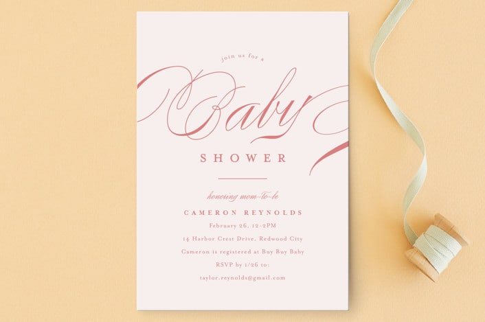 "Classique" - Baby Shower Invitations in Peony by Carolyn MacLaren - Front