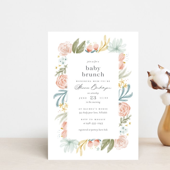 "Blooming Brunch" - Baby Shower Invitations in Rose by Ashley DeMeyere - Front