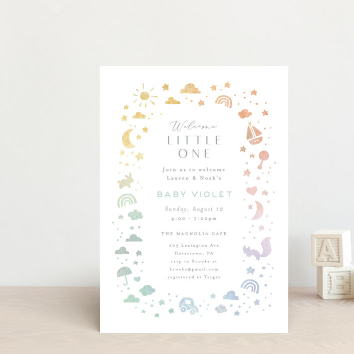 "Ethereal stars" - Baby Shower Invitations in Rainbow by Jennifer Wick - Front