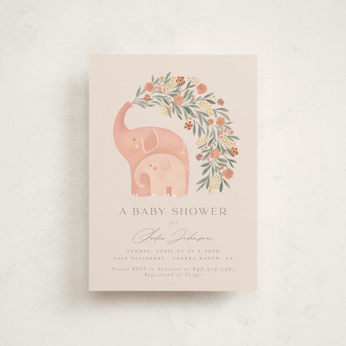 "Elephant Garden" - Baby Shower Invitations in Snapdragon by Joanna Griffin - Front