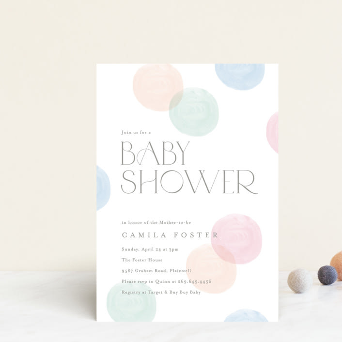 "Polka Dot Party" - Baby Shower Invitations in Confetti by Pixel and Hank - Front