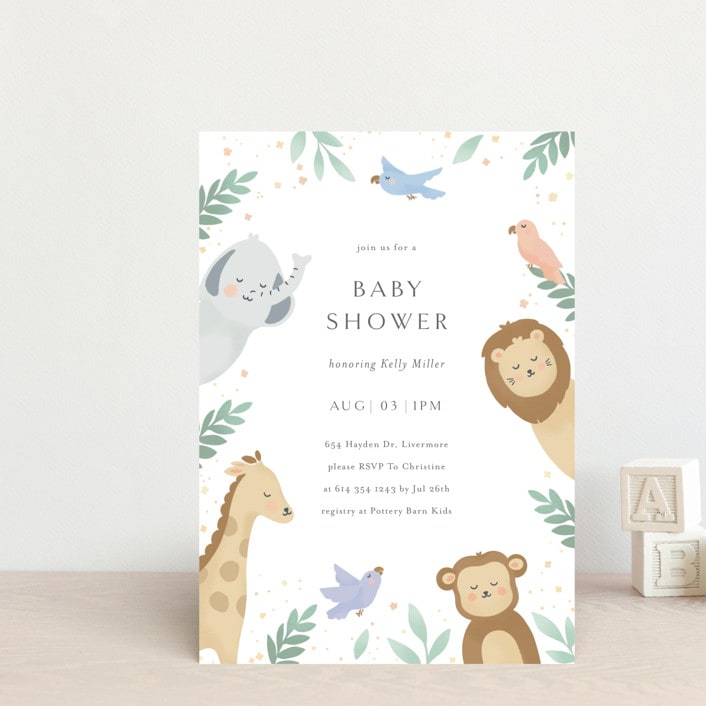 "Jungle Animals" - Baby Shower Invitations in Mint by Christy Hy Lee - Front