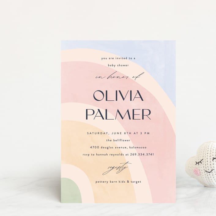 "Over the Rainbow" - Baby Shower Invitations in Meadow by Pixel and Hank - Front