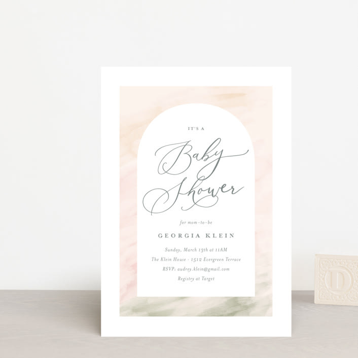 "Abstracted Arch" - Baby Shower Invitations in Spring by Carolyn MacLaren - Front