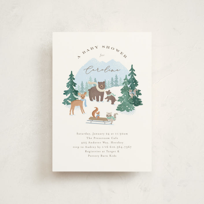 "Winter Wonderland" - Baby Shower Invitations in Sky by Jennifer Wick - Front