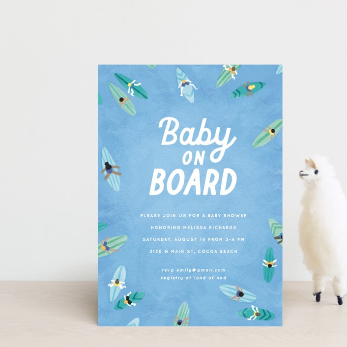 "Baby on Board" - Baby Shower Invitations in Aqua by Jessie Steury - Front