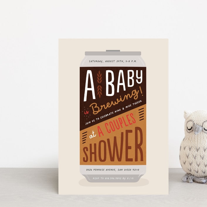 "Baby Brewing" - Baby Shower Invitations in Grain by Erica Krystek - Front