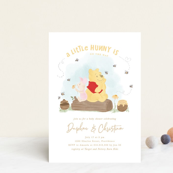 "Disney's Winnie The Pooh a little hunny" - Baby Shower Invitations in Sky by Creo Study - Front