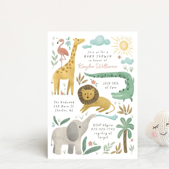 "Safari Adventure" - Baby Shower Invitations in Cotton by Randi Cirelli - Front
