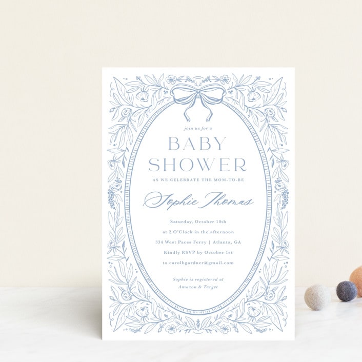 "Parisian Garden" - Baby Shower Invitations in Sky by Kristen Smith - Front