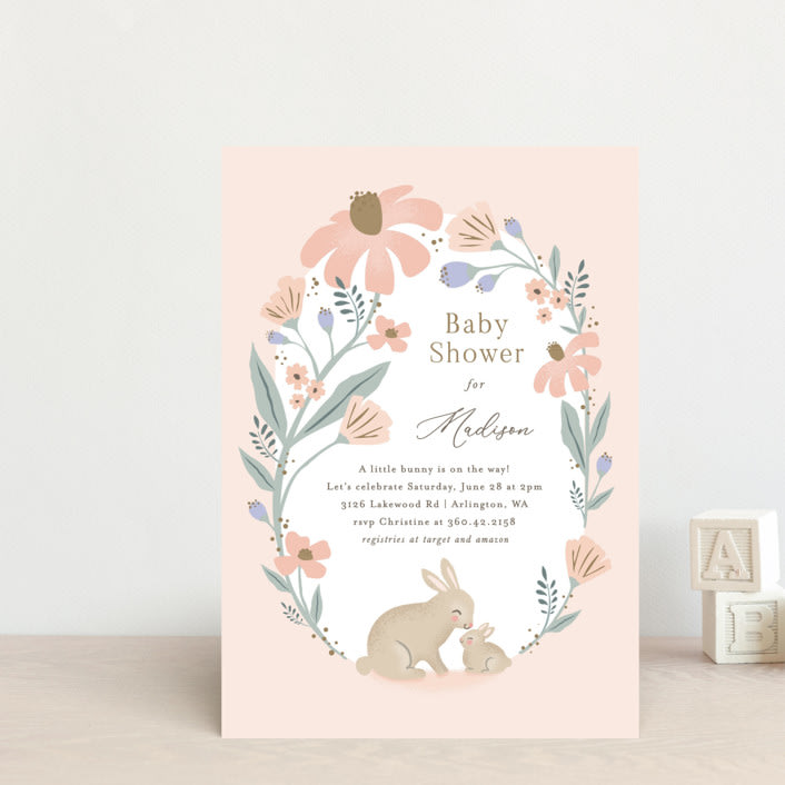 "garden bunnies" - Baby Shower Invitations in Petal by Karidy Walker - Front