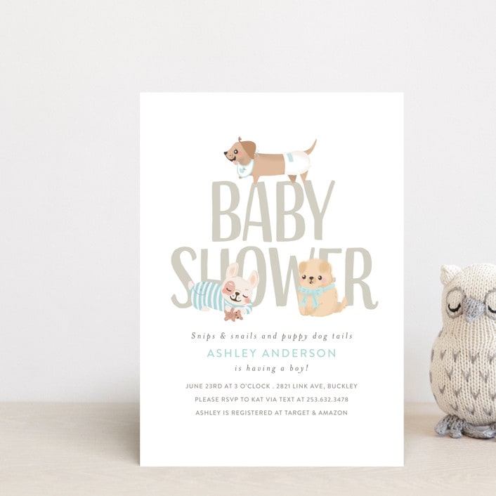 "Puppy" - Baby Shower Invitations in Little Boy Blue by Itsy Belle Studio - Front
