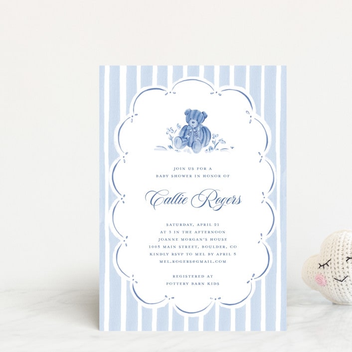 "French Teddy Bear" - Baby Shower Invitations in Gardenia by Pati Cascino - Front
