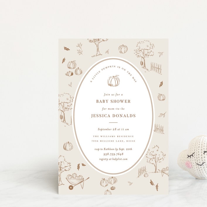 "autumn toile" - Baby Shower Invitations in Acorn by Rebecca Durflinger - Front