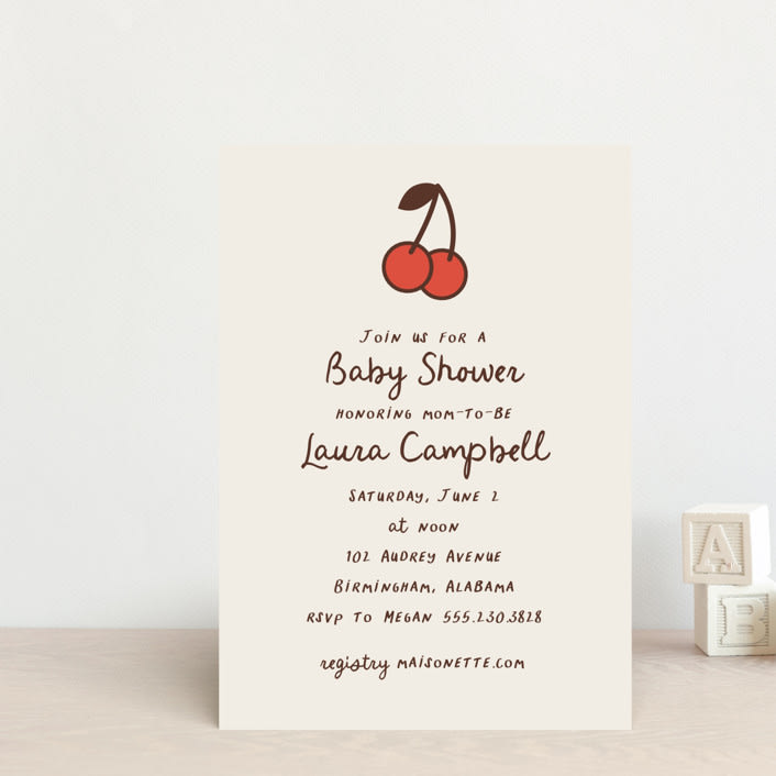 "Cherry on Top" - Baby Shower Invitations in Sundae by Megan Davis - Front