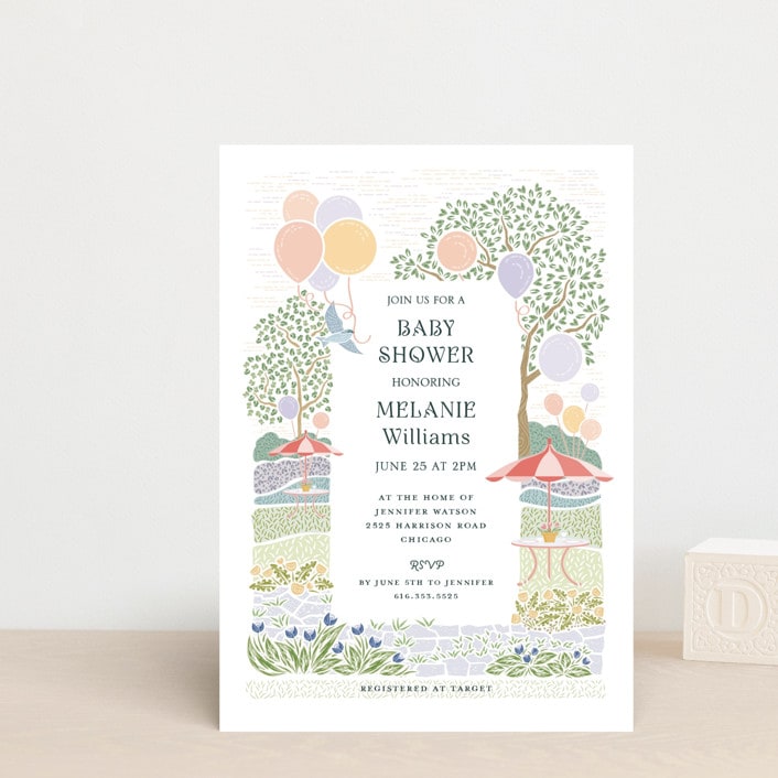 "Patio Party" - Baby Shower Invitations in Watermelon by Paper Sun Studio - Front