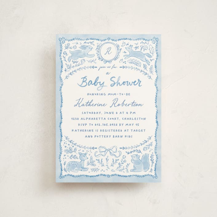 "Folk woodland" - Baby Shower Invitations in Sky by Creo Study - Front