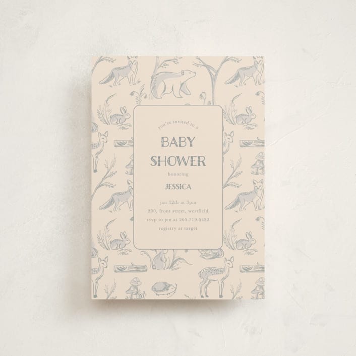 "Forest Toile" - Baby Shower Invitations in Bamboo by Teju Reval - Front