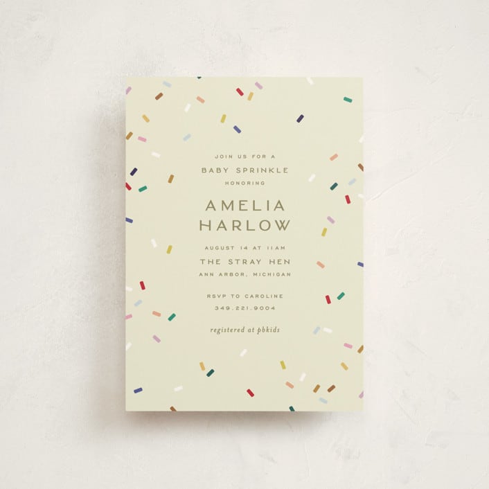 "tiny bold sprinkles" - Baby Shower Invitations in Cream by Ellen Schlegelmilch - Front