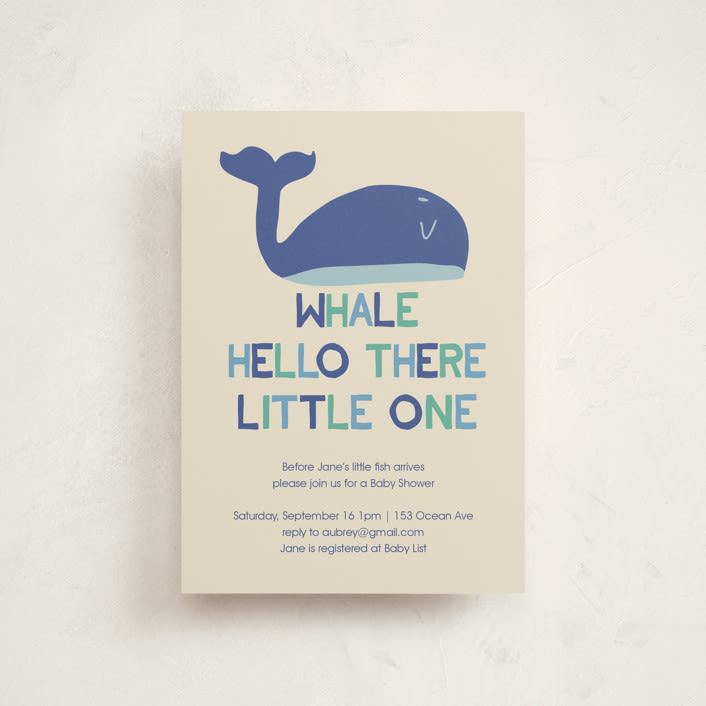 "Whale Hello" - Baby Shower Invitations in Sea by Harriet Richter - Front