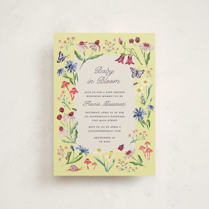 "Blooming Garden" - Baby Shower Invitations in Citrus by Pati Cascino - Front