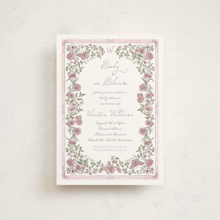 "Baby in Bloom." - Baby Shower Invitations in Heather by Jenna Holcomb - Front