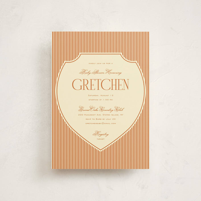 "The Club Crest" - Baby Shower Invitations in Citrus by Ashlee Townsend - Front