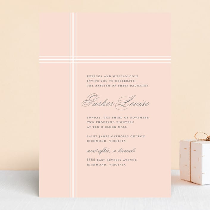 "Intersect" - Baptism and Christening Invitations in Blush by Lauren Chism - Front